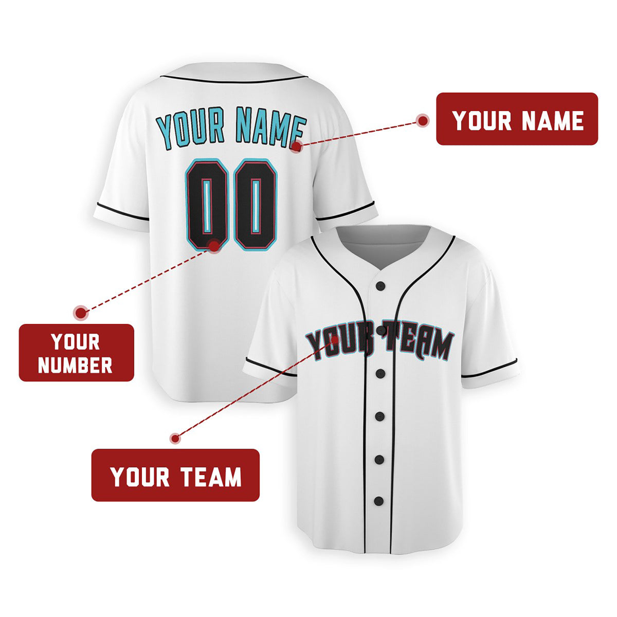 Personalized Arizona Baseball Jersey – White Heritage-Inspired Style, Custom Name & Number for Kids & Adults-2