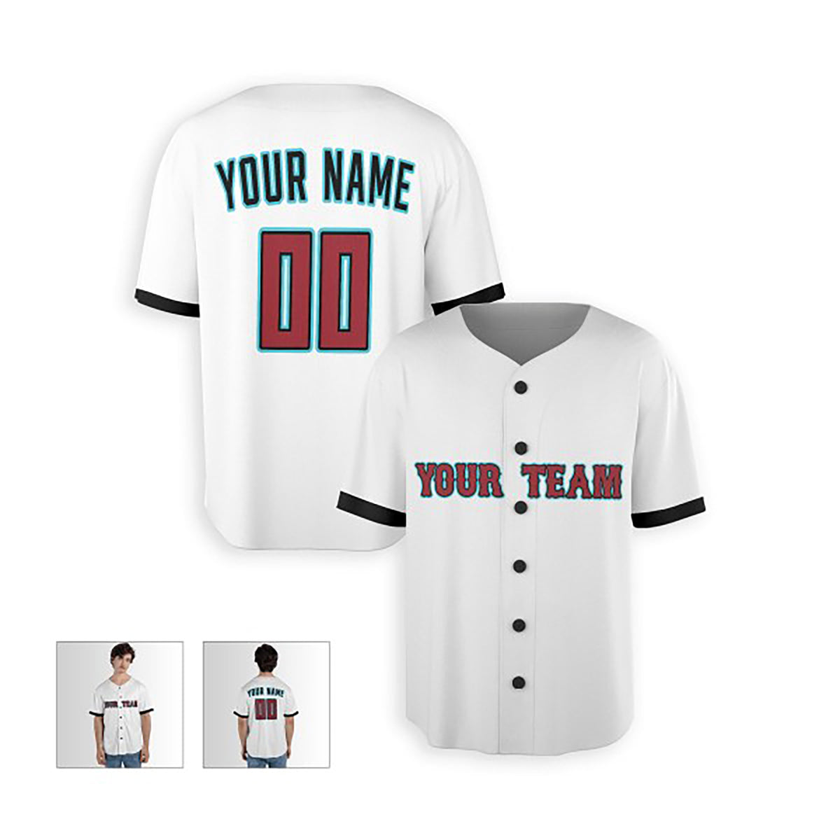Personalized Arizona Baseball Jersey – White Home-Inspired Style, Custom Name & Number for Kids & Adults-3