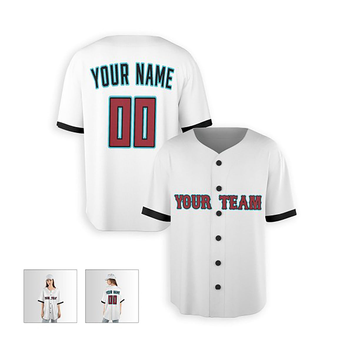 Personalized Arizona Baseball Jersey – White Home-Inspired Style, Custom Name & Number for Kids & Adults-5