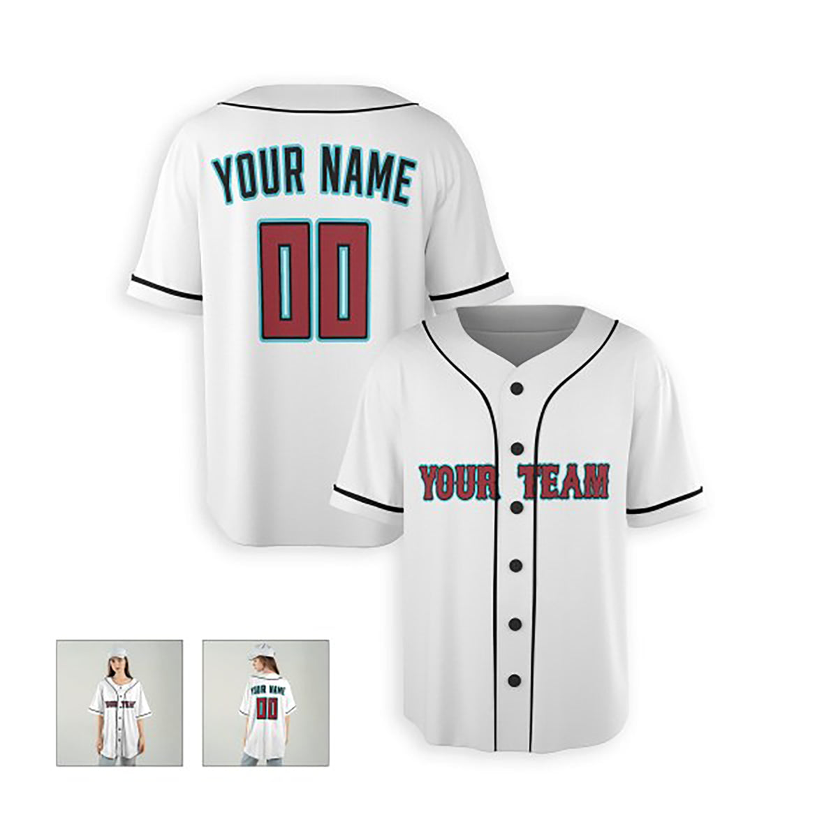 Personalized Arizona Baseball Jersey – White Home-Inspired Style, Custom Name & Number for Kids & Adults-6