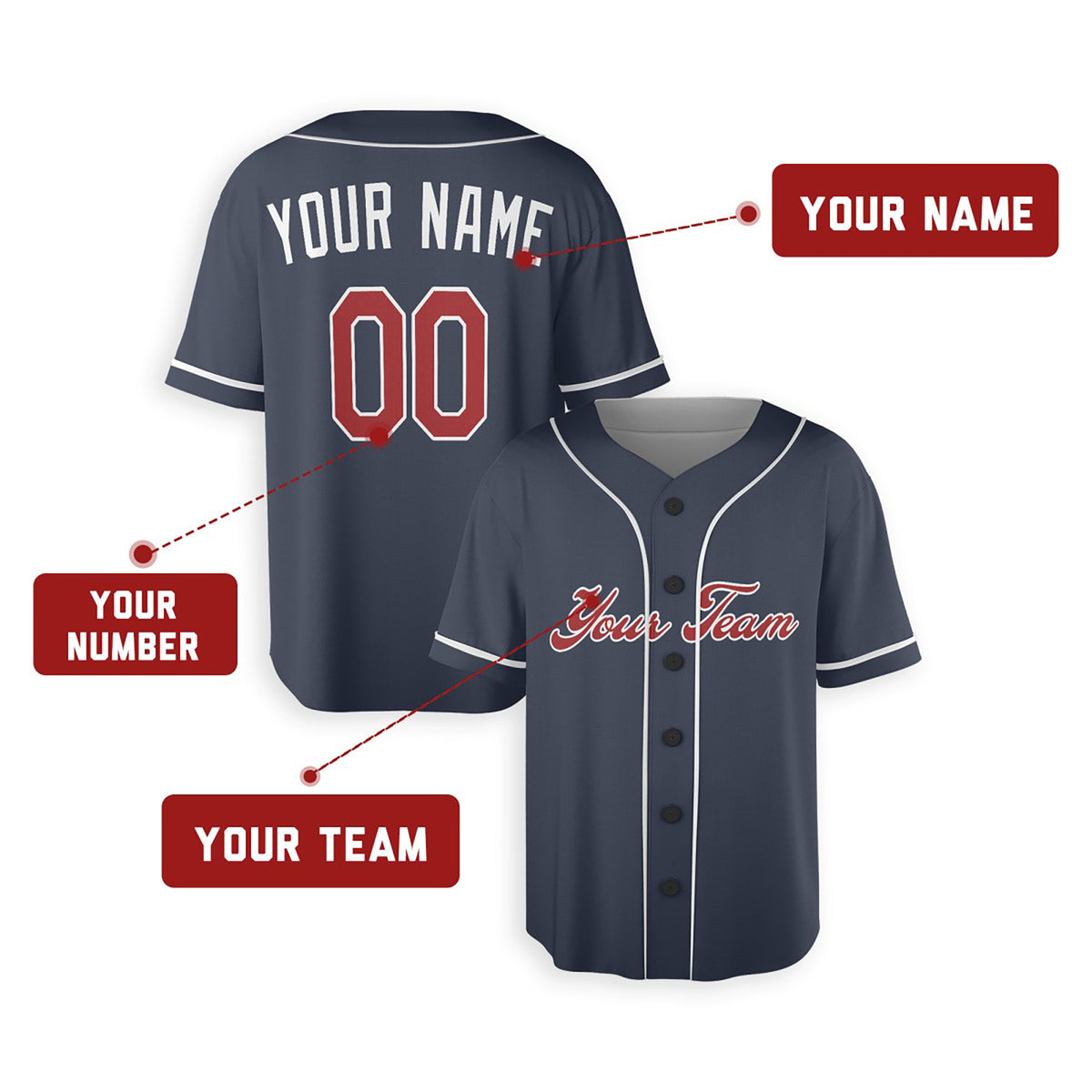 Personalized Atlanta Baseball Jersey – Navy Alternate Style, Custom Name & Number for Kids & Adults-2