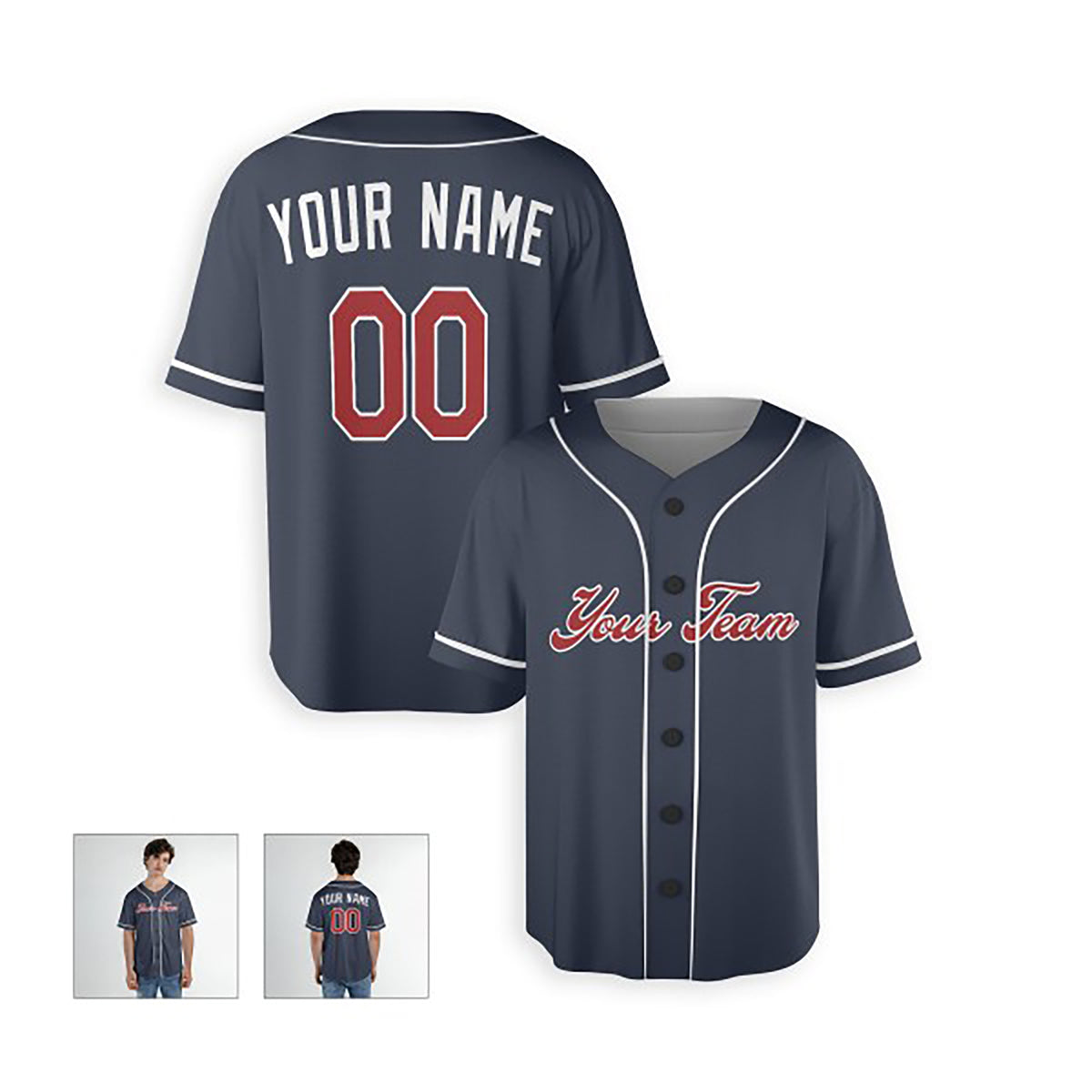 Personalized Atlanta Baseball Jersey – Navy Alternate Style, Custom Name & Number for Kids & Adults-4