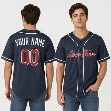 Personalized Atlanta Baseball Jersey – Navy Alternate Style, Custom Name & Number for Kids & Adults-1