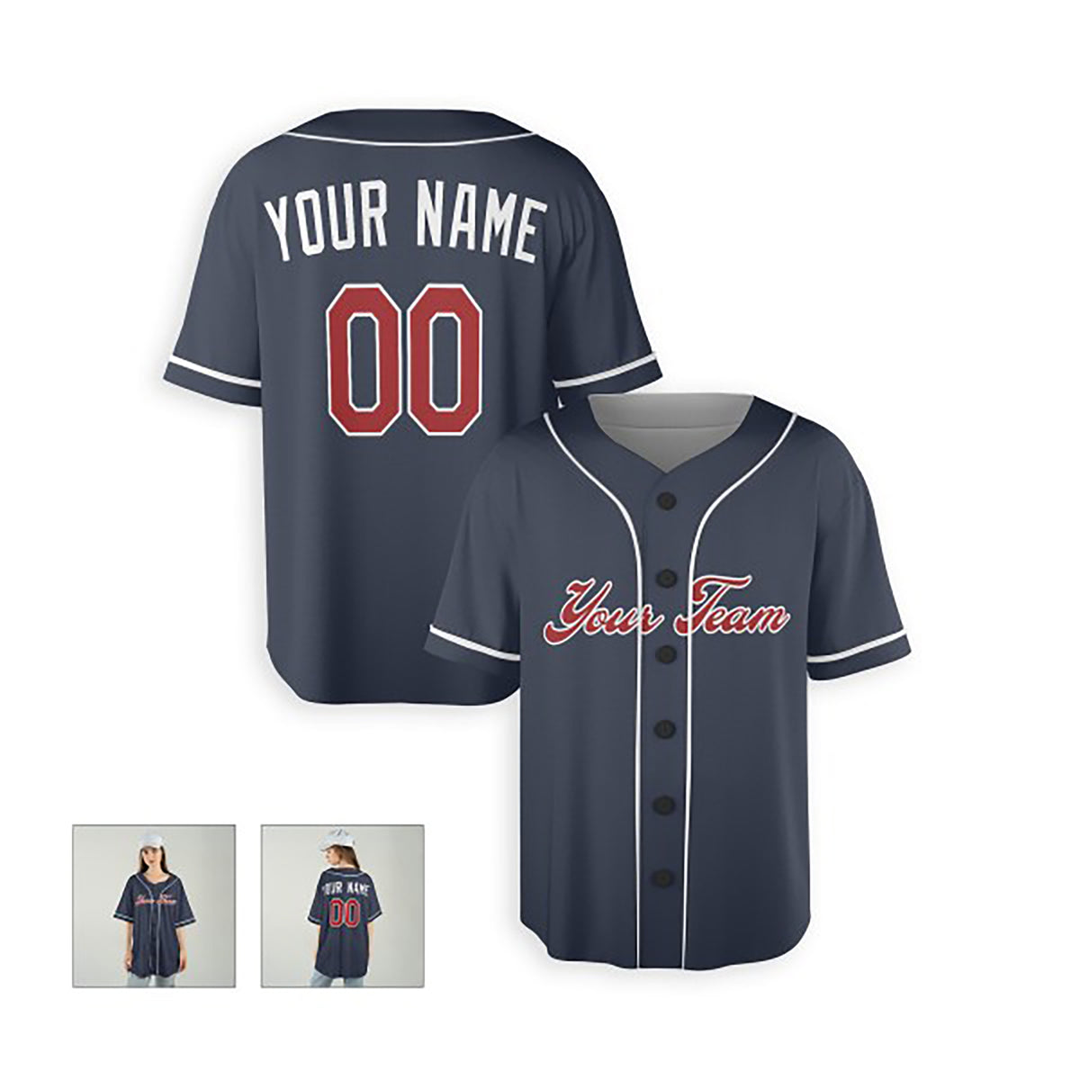 Personalized Atlanta Baseball Jersey – Navy Alternate Style, Custom Name & Number for Kids & Adults-6