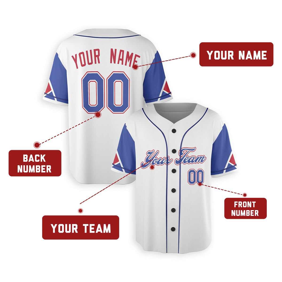 Personalized Atlanta Baseball Jersey – White Blue City-Inspired Style, Custom Name & Number for Kids & Adults-2