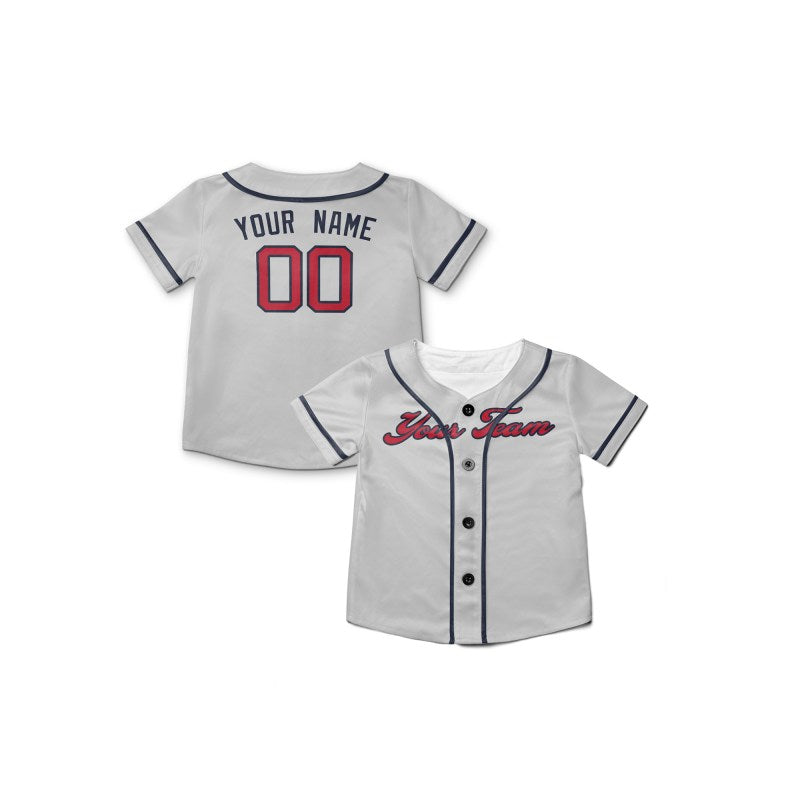 Personalized Atlanta Gray Baseball Jersey – Custom Name & Number, Kids & Adults-7