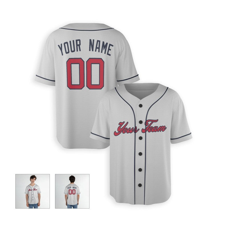 Personalized Atlanta Gray Baseball Jersey – Custom Name & Number, Kids & Adults-4
