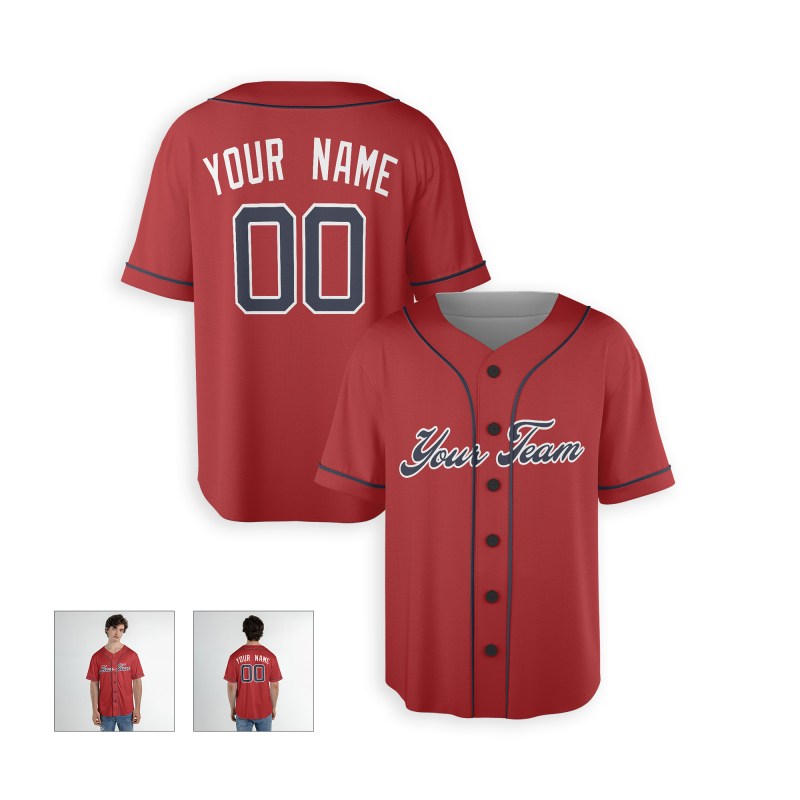 Personalized Atlanta Red Baseball Jersey – Custom Name & Number, Kids & Adults-4