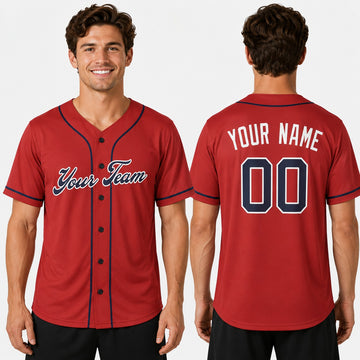 Personalized Atlanta Red Baseball Jersey – Custom Name & Number, Kids & Adults-1
