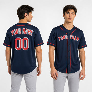 Personalized Boston Baseball Jersey – Navy Alternate Style, Custom Name & Number for Kids & Adults-1