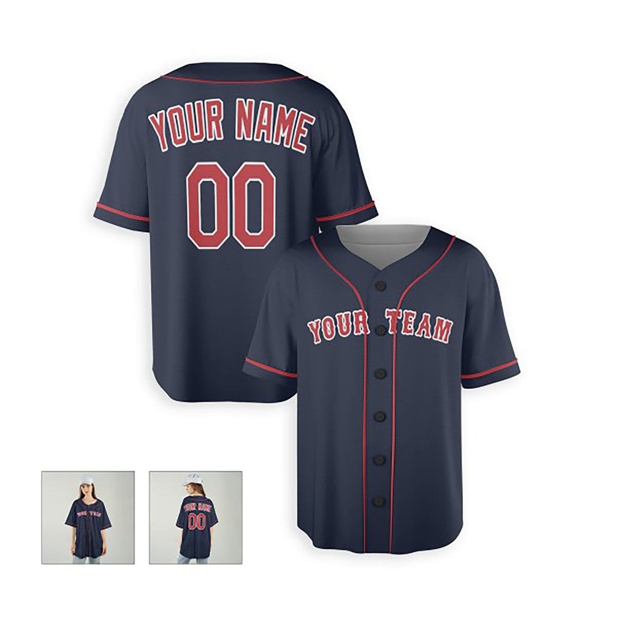 Personalized Boston Baseball Jersey – Navy Alternate Style, Custom Name & Number for Kids & Adults-6