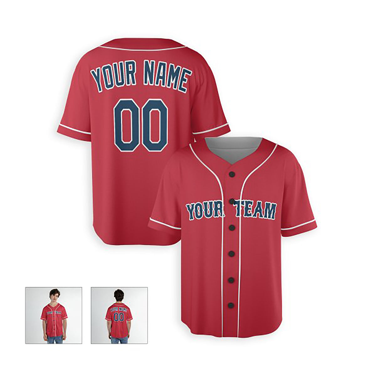 Personalized Boston Baseball Jersey – Red Alternate Style, Custom Name & Number for Kids & Adults-4