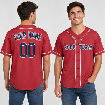 Personalized Boston Baseball Jersey – Red Alternate Style, Custom Name & Number for Kids & Adults-1