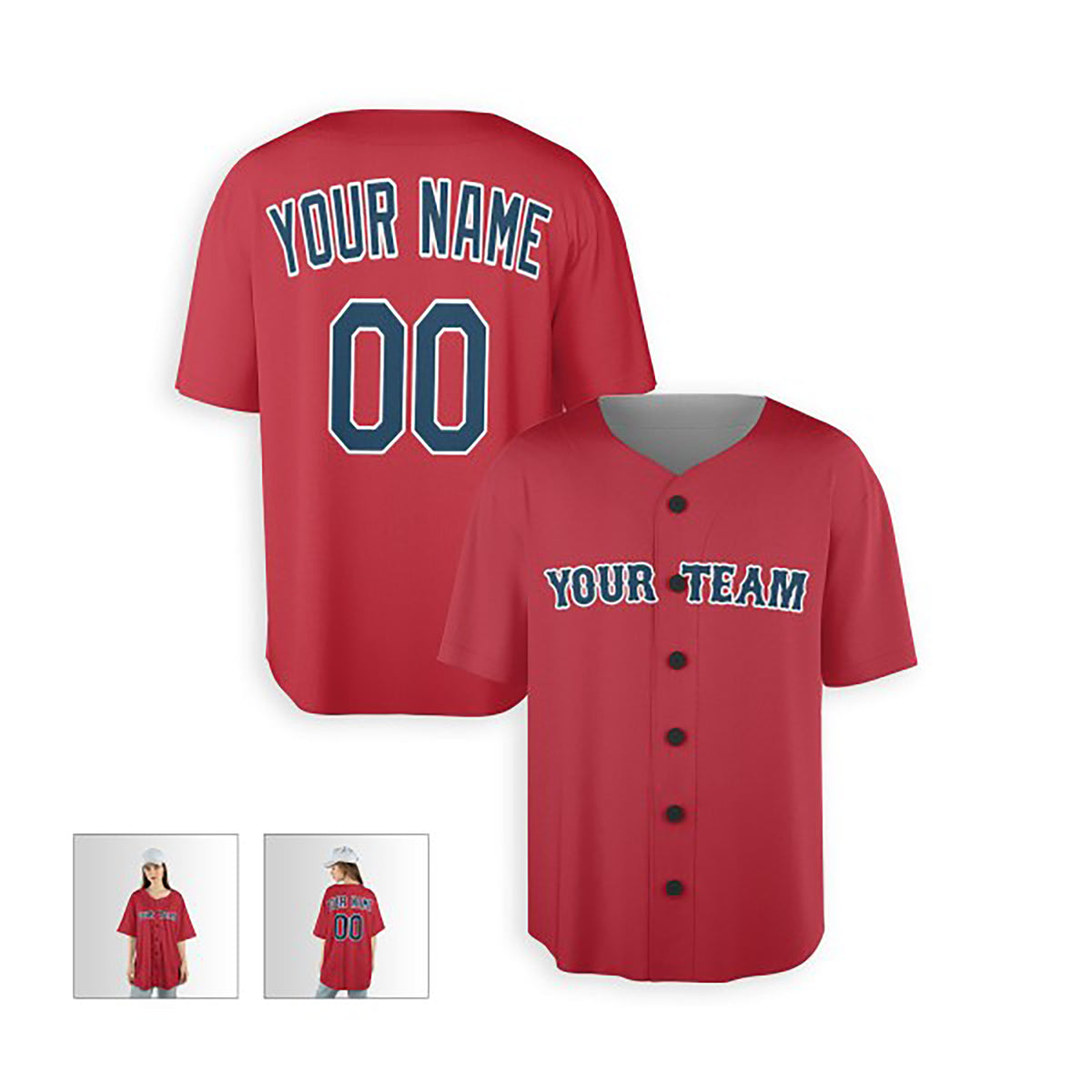 Personalized Boston Baseball Jersey – Red Alternate Style, Custom Name & Number for Kids & Adults-5