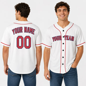Personalized Boston Baseball Jersey – White Alternate-Inspired Style, Custom Name & Number for Kids & Adults