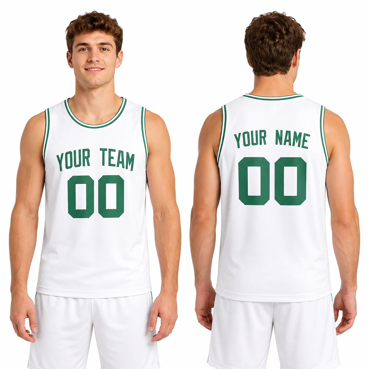 Personalized Boston Basketball Jersey – White Classic Style, Custom Name & Number for Kids, Youth & Adults-1