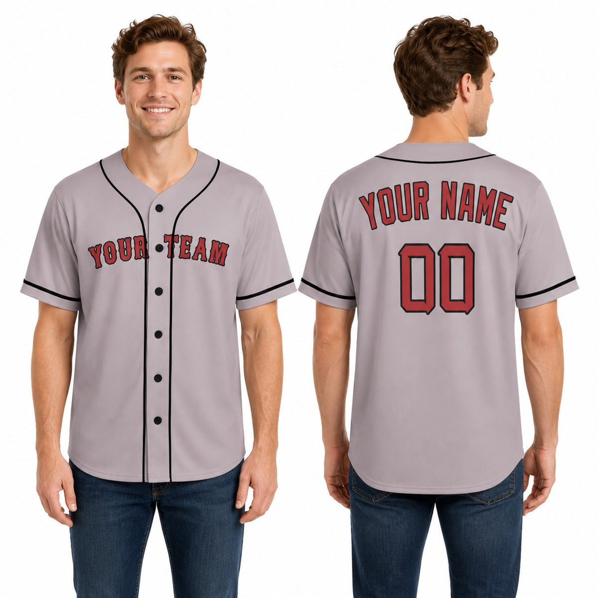 Personalized Boston Gray Baseball Jersey – Custom Name & Number, Kids & Adults-1