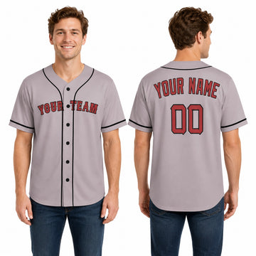 Personalized Boston Gray Baseball Jersey – Custom Name & Number, Kids & Adults-1
