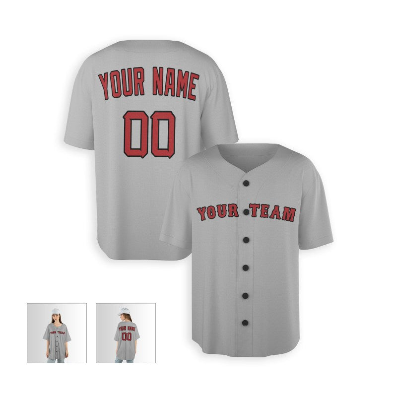 Personalized Boston Gray Baseball Jersey – Custom Name & Number, Kids & Adults-5