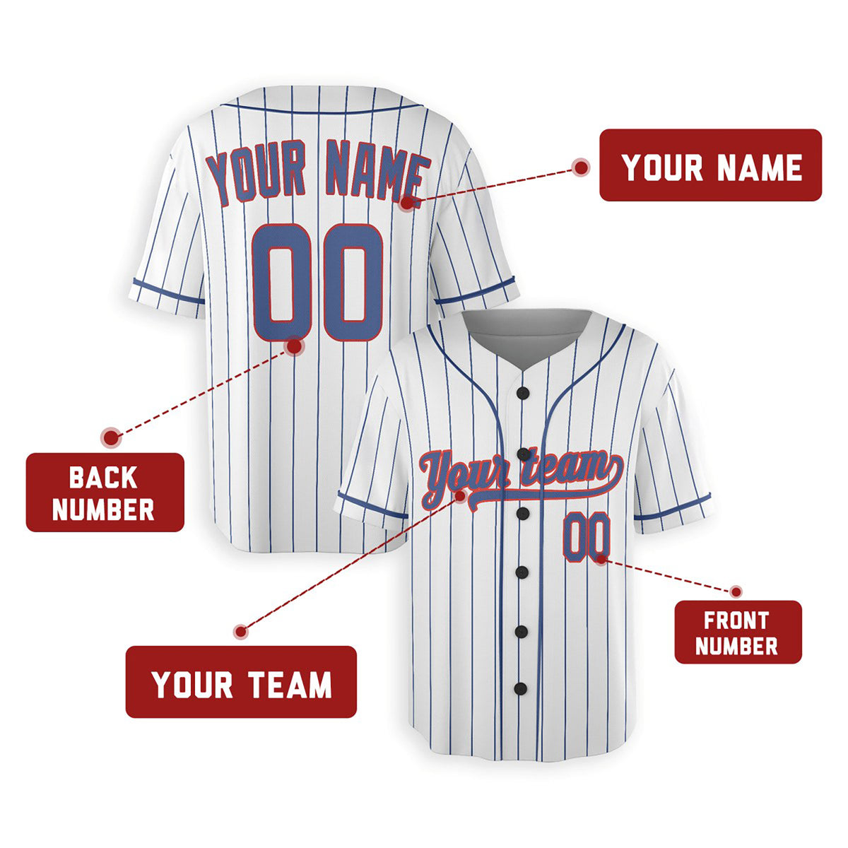 Personalized Chicago Baseball Jersey – White Home-Inspired Style, Custom Name & Number for Kids & Adults-2
