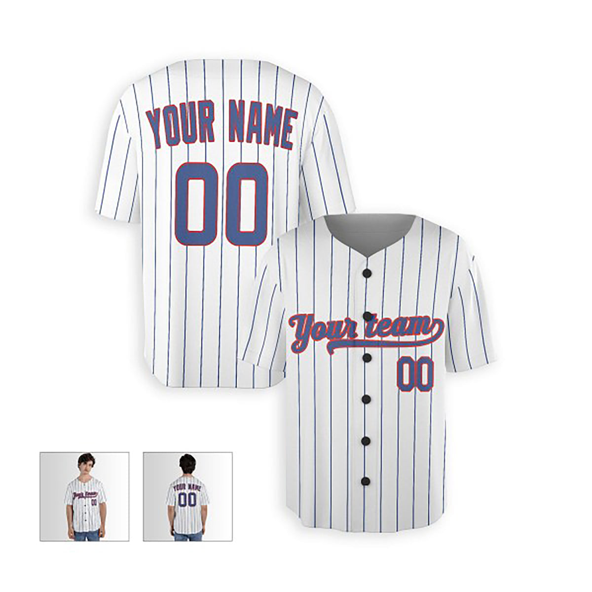 Personalized Chicago Baseball Jersey – White Home-Inspired Style, Custom Name & Number for Kids & Adults-3