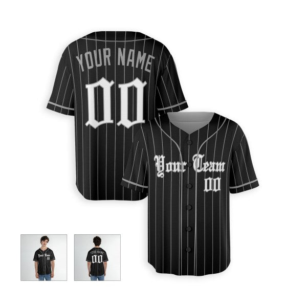 Personalized Chicago Black Baseball Jersey – Custom Name & Number, Kids & Adults-4