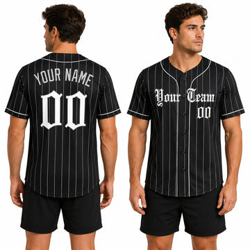 Personalized Chicago Black Baseball Jersey – Custom Name & Number, Kids & Adults-1