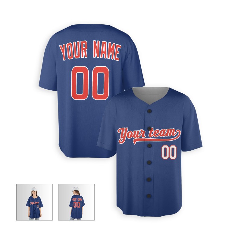 Personalized Chicago Blue Baseball Jersey – Custom Name & Number, Kids & Adults-5