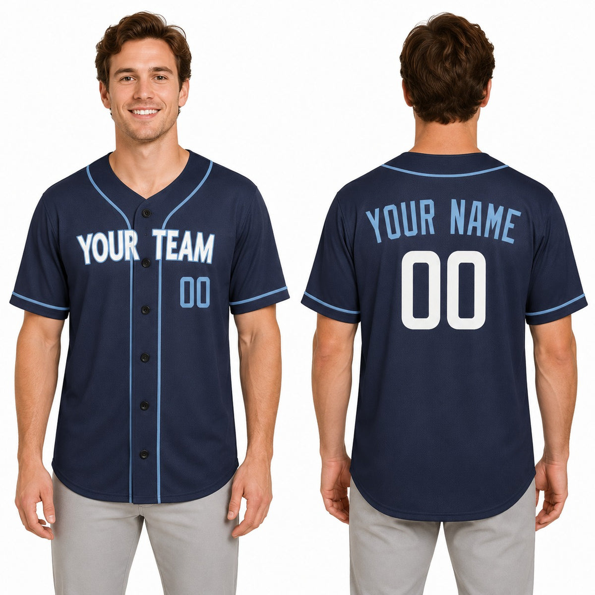 Personalized Chicago Blue City Baseball Jersey – Custom Name & Number, Kids & Adults-1