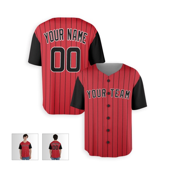 Personalized Chicago Red Black Baseball Jersey – Custom Name & Number-3