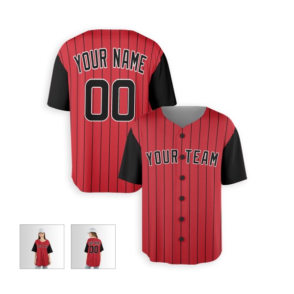 Personalized Chicago Red Black Baseball Jersey – Custom Name & Number-5