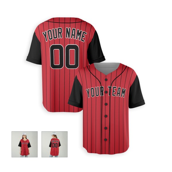 Personalized Chicago Red Black Baseball Jersey – Custom Name & Number-6