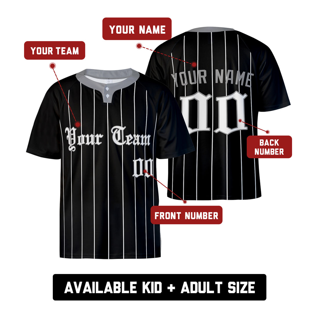 Personalized Chicago Two-Button Baseball Jersey – City-Inspired Style, Custom Name & Number for Men, Women & Youth-1