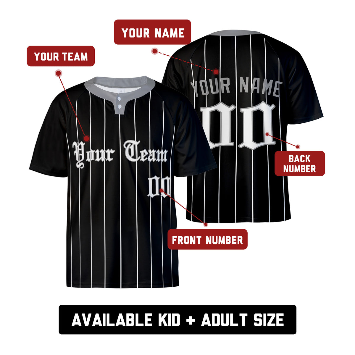 Personalized Chicago Two-Button Baseball Jersey – City-Inspired Style, Custom Name & Number for Men, Women & Youth-2