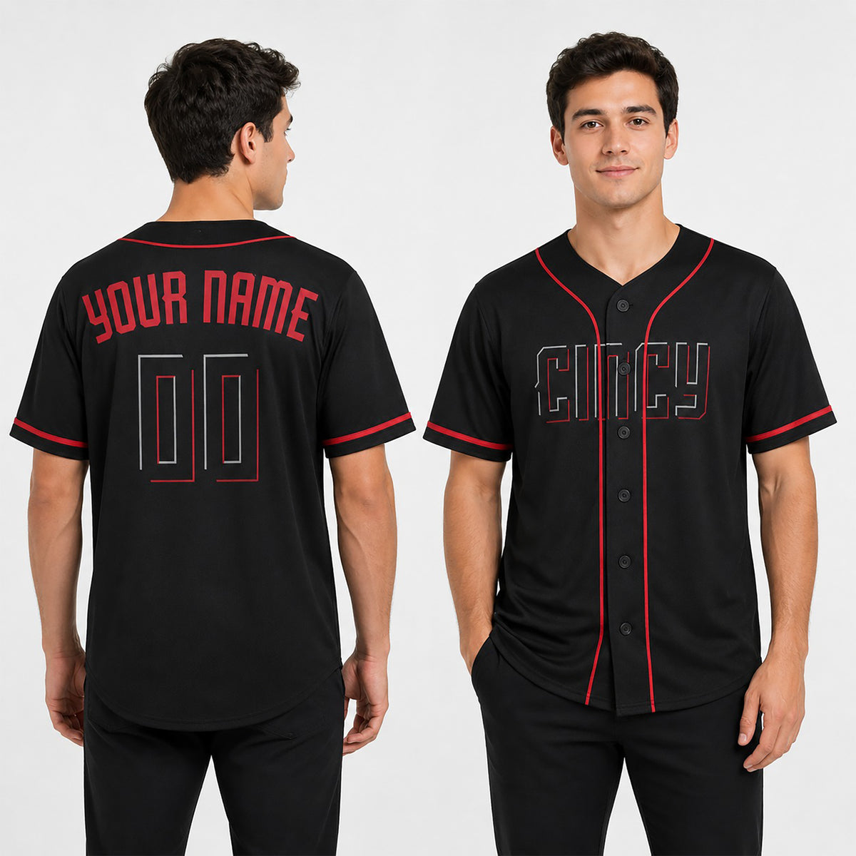 Personalized Cincinnati Baseball Jersey – Black City Style, Custom Name & Number for Kids & Adults-1