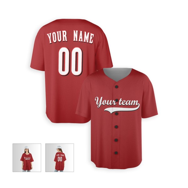 Personalized Cincinnati Red Baseball Jersey – Custom Name & Number, Kids & Adults-5