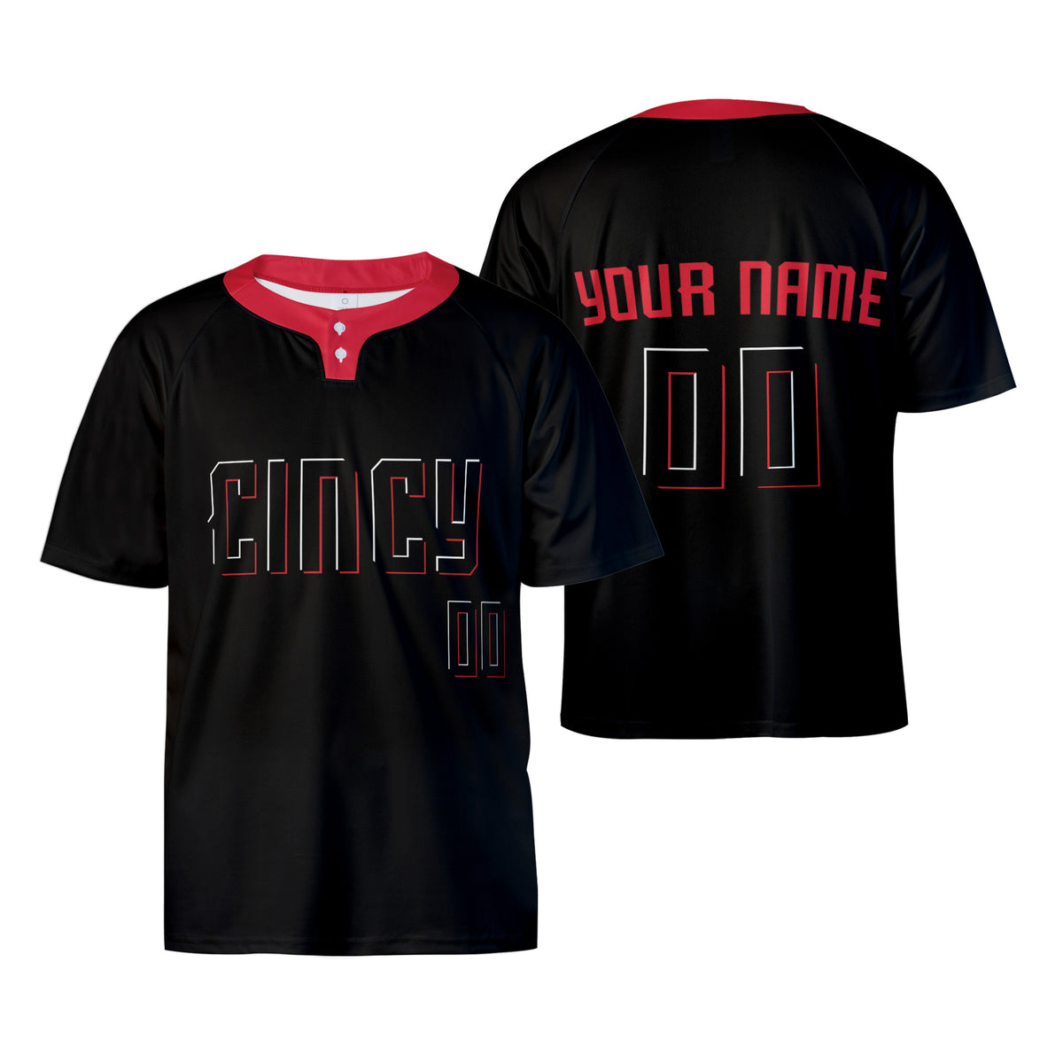 Personalized Cincinnati Two-Button Baseball Jersey – Cincy City-Inspired Style for Men, Women & Youth-3