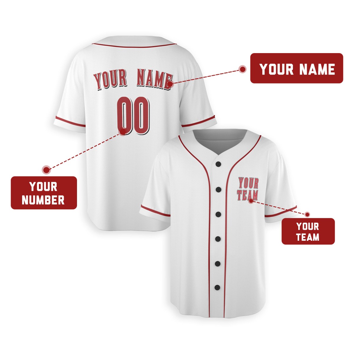 Personalized Cincinnati White Baseball Jersey – Custom Name & Number-2
