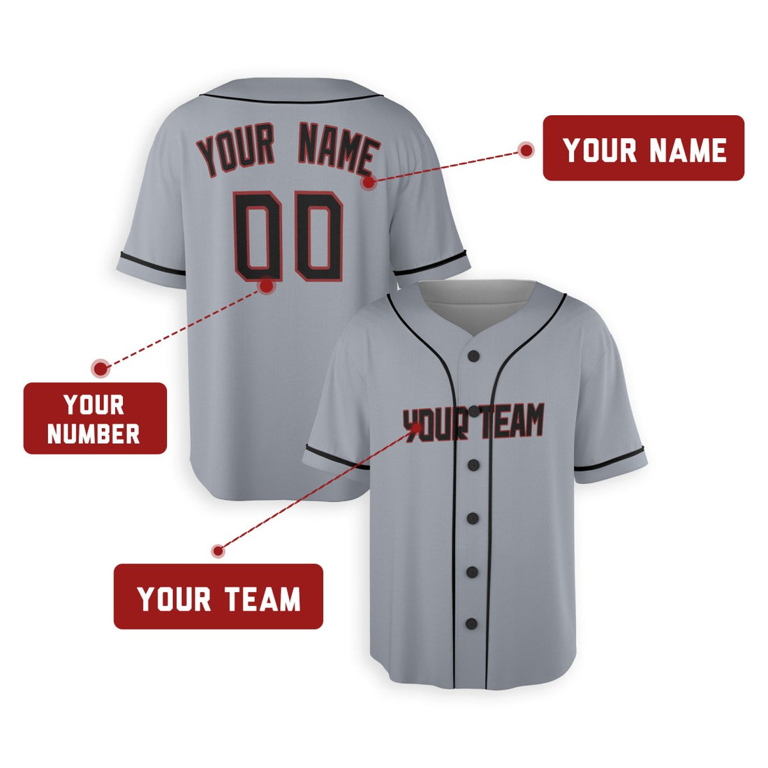 Personalized Cleveland Baseball Jersey – Gray Road-Inspired Style, Custom Name & Number for Kids & Adults