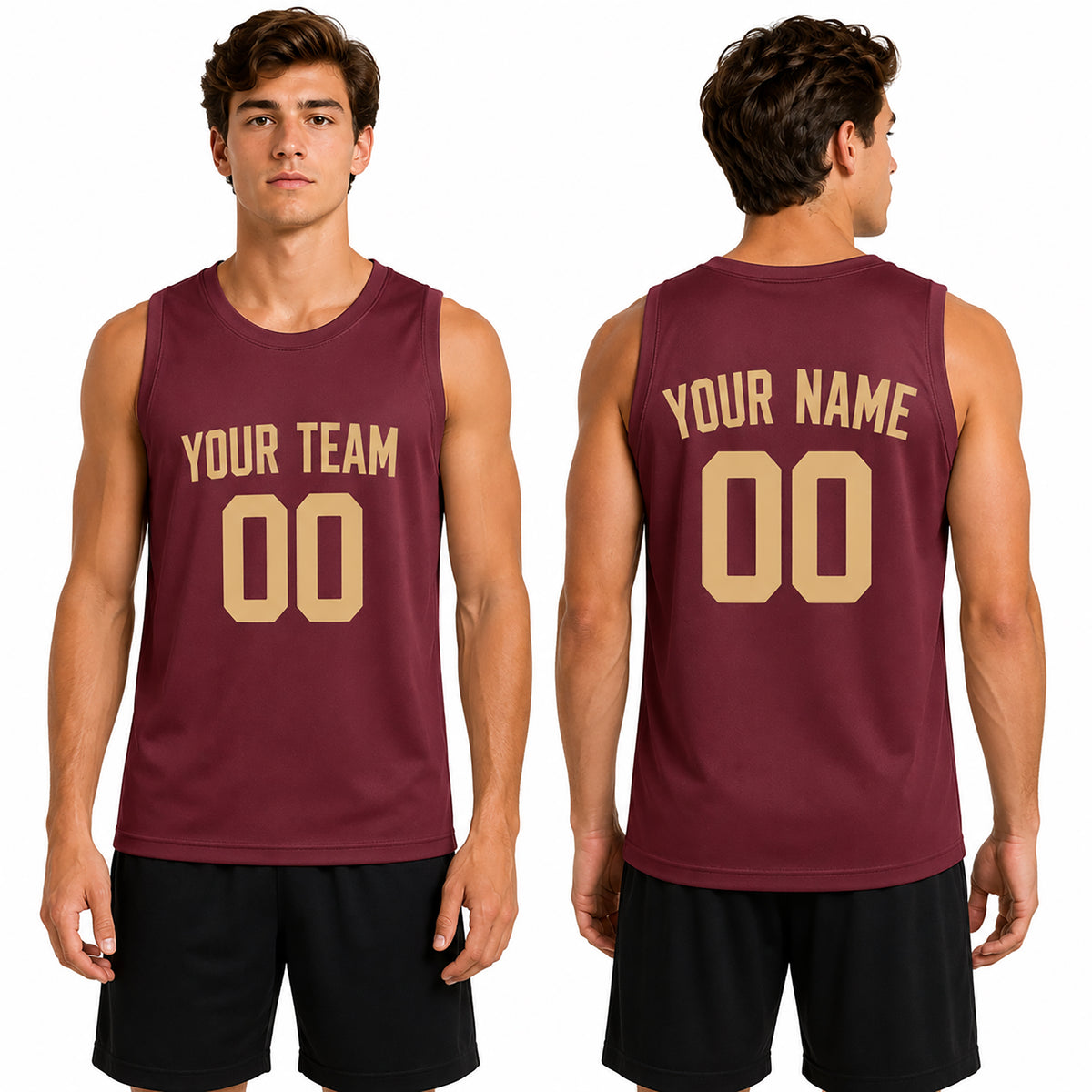 Personalized Cleveland Basketball Jersey – Wine Red Classic Style, Custom Name & Number for Kids, Youth & Adults-1