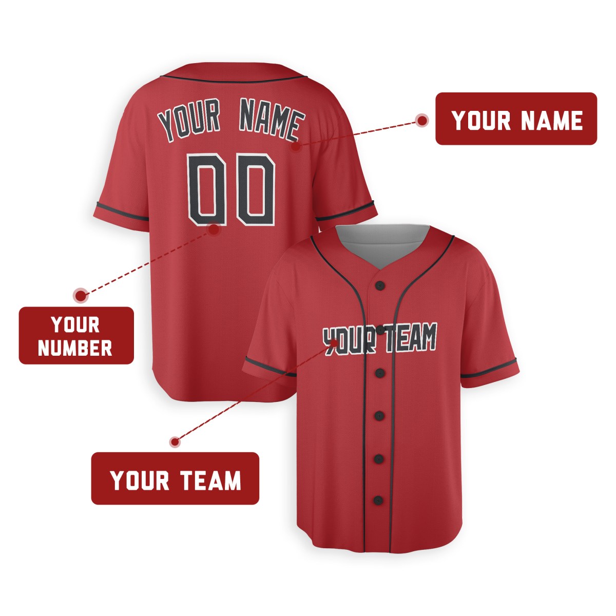 Personalized Cleveland Red Baseball Jersey – Custom Name & Number, Kids & Adults-2