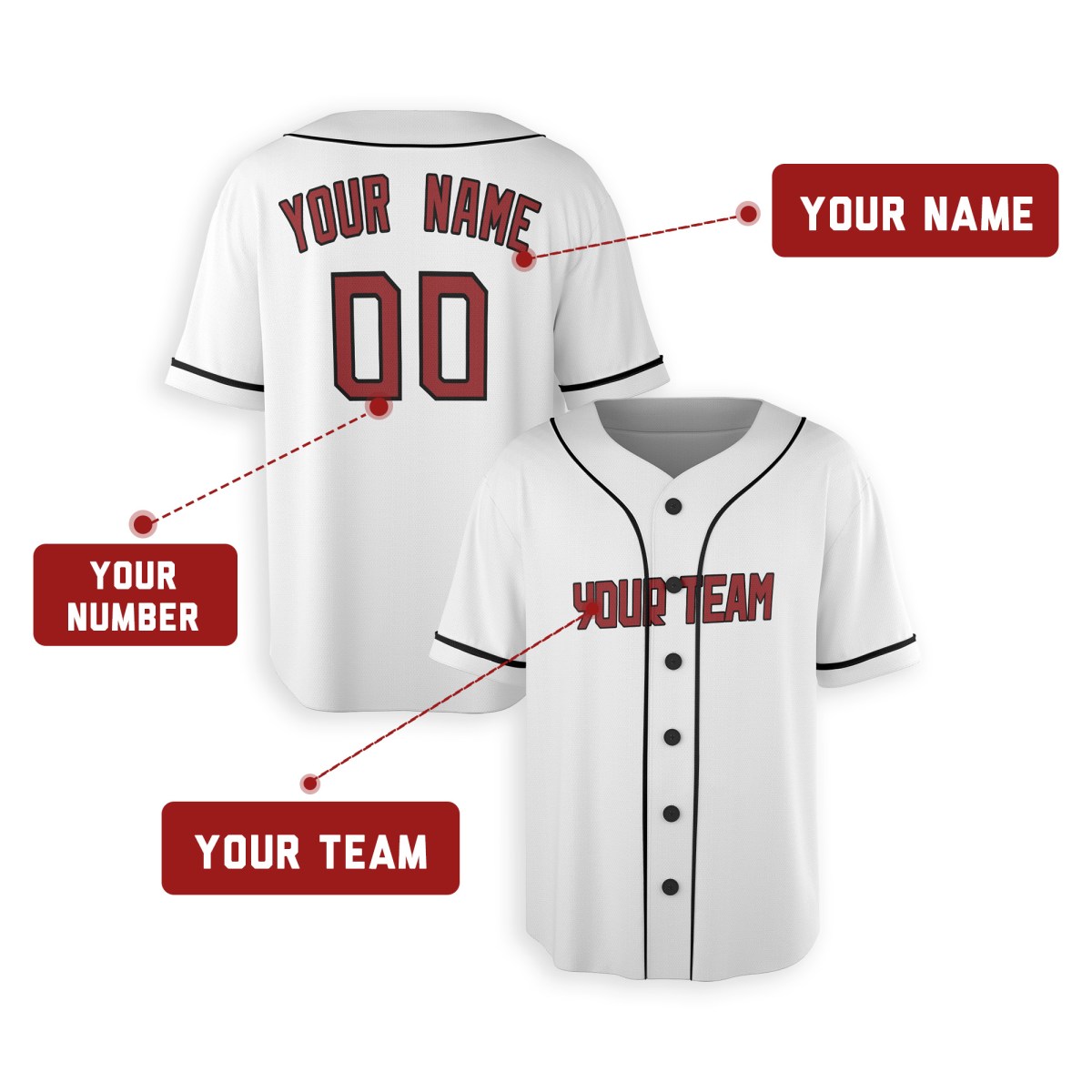Personalized Cleveland White Baseball Jersey – Custom Name & Number, Kids & Adults-2