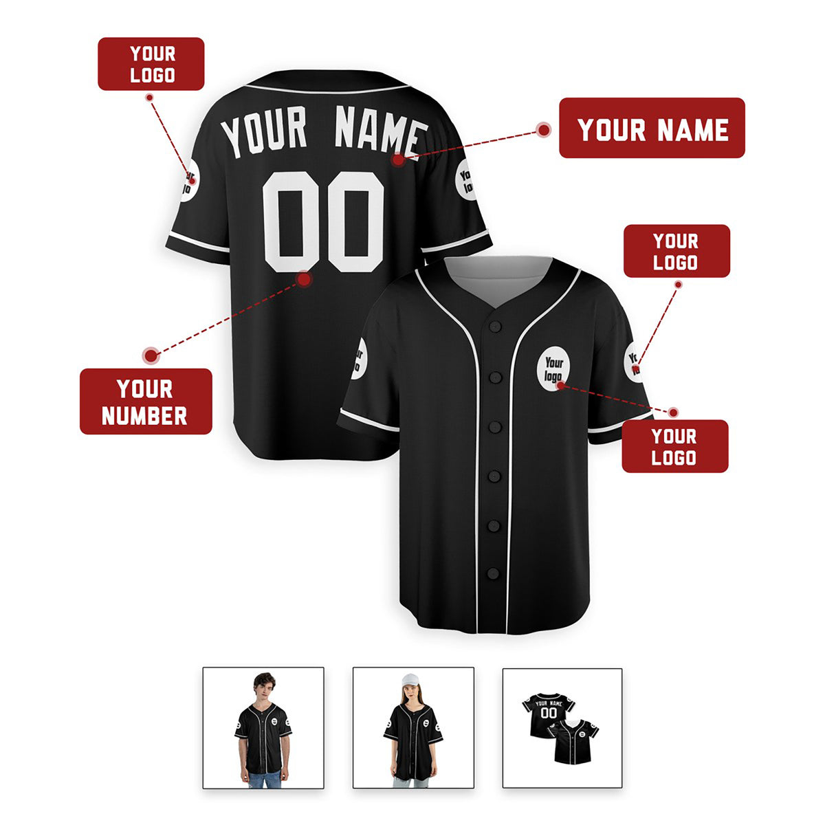 Personalized Detroit Baseball Jersey – Black Alternate Style, Custom Name & Number for Kids & Adults-2
