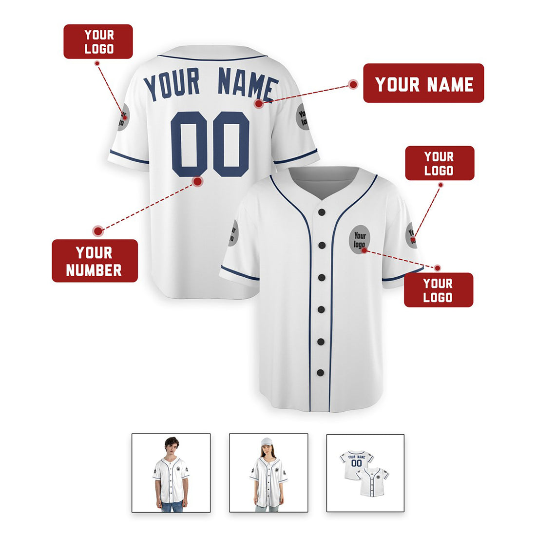 Personalized Detroit Baseball Jersey – White Fan-Inspired Style, Custom Name & Number for Kids & Adults-1