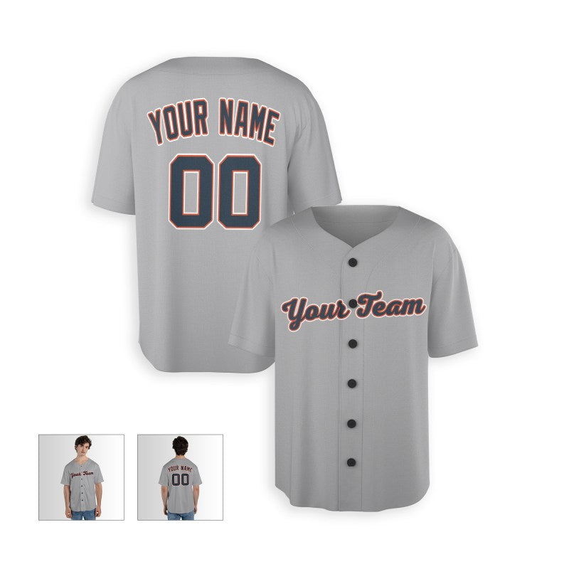 Personalized Detroit Gray Baseball Jersey – Custom Name & Number, Kids & Adults-3
