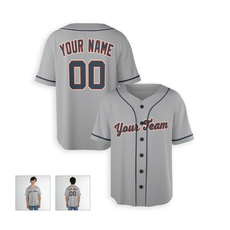 Personalized Detroit Gray Baseball Jersey – Custom Name & Number, Kids & Adults-4