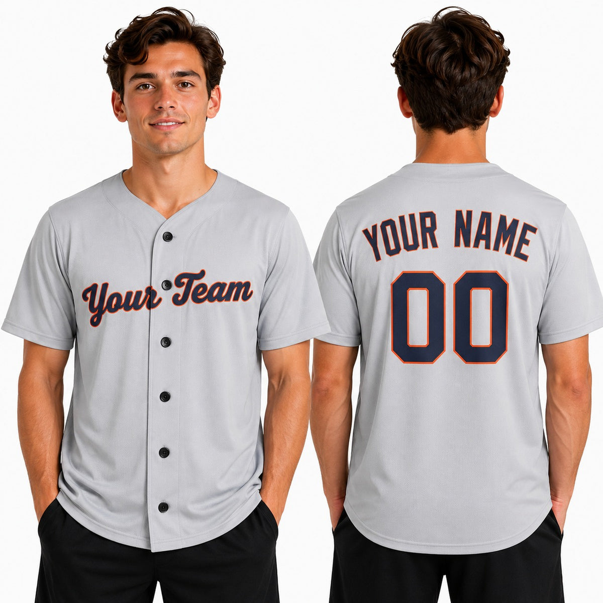 Personalized Detroit Gray Baseball Jersey – Custom Name & Number, Kids & Adults-1