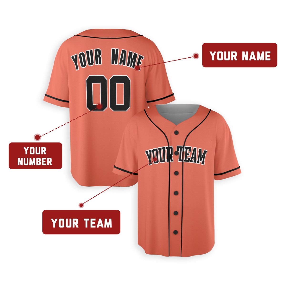 Personalized Detroit Orange Heritage Baseball Jersey – Custom Name & Number-2