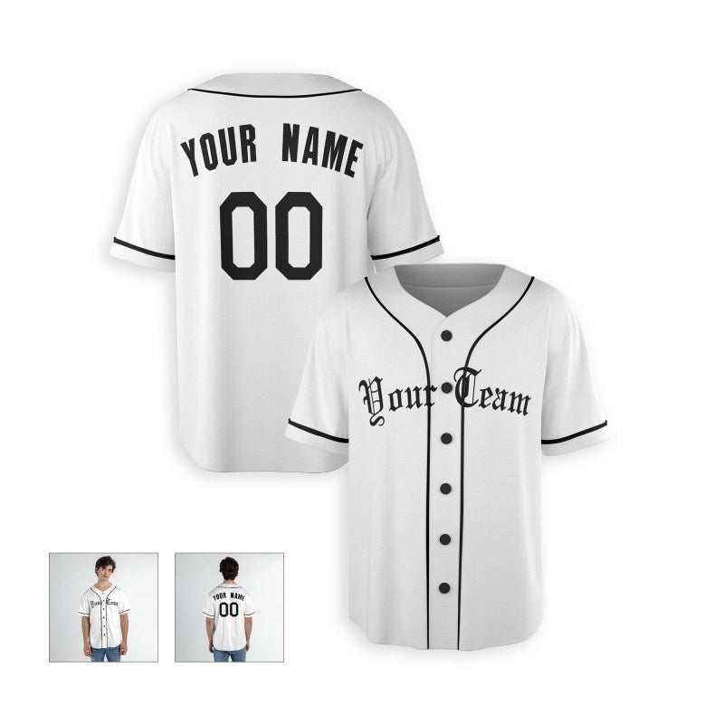 Personalized Detroit White Baseball Jersey – Custom Name & Number, Kids & Adults-3
