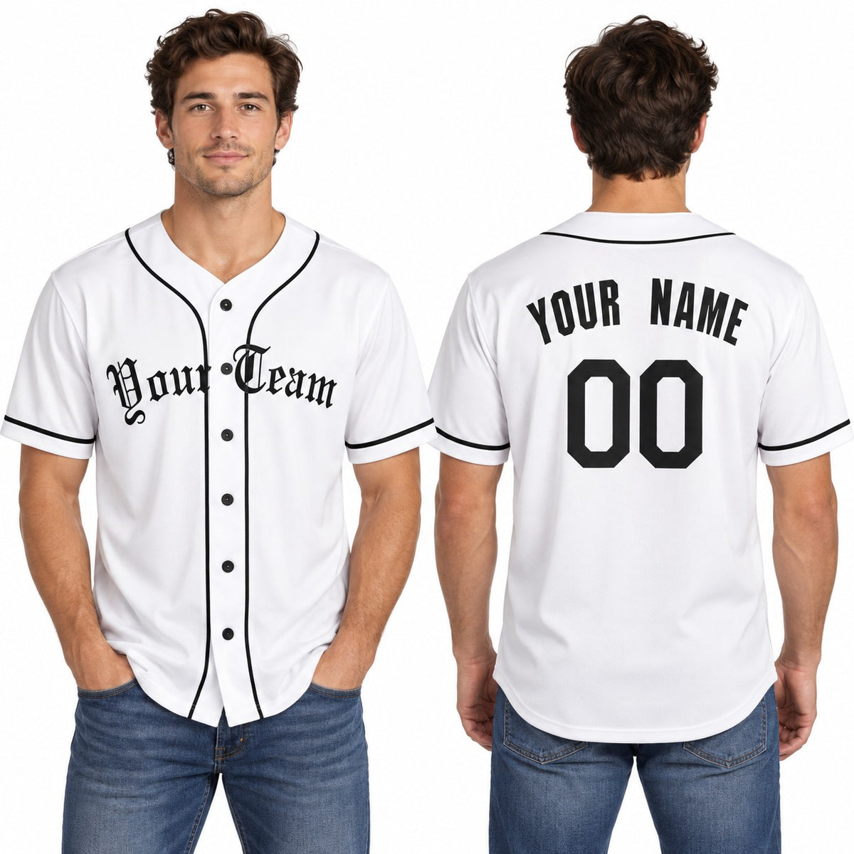 Personalized Detroit White Baseball Jersey – Custom Name & Number, Kids & Adults-1